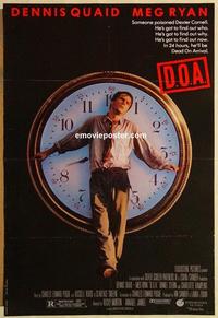 f198 DOA one-sheet movie poster '88 Dennis Quaid, Meg Ryan, Daniel Stern