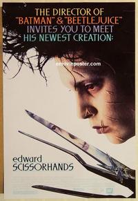 f210 EDWARD SCISSORHANDS DS one-sheet movie poster '90 Burton, Johnny Depp