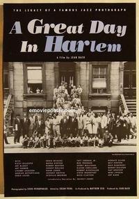 f290 GREAT DAY IN HARLEM one-sheet movie poster '94 jazz in New York!