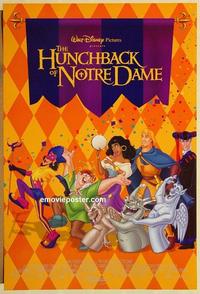 f326 HUNCHBACK OF NOTRE DAME int'l DS 1sh '96 Walt Disney cartoon, cool checkerboard art!