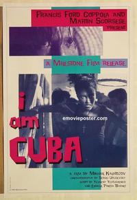 f328 I AM CUBA 1sh '95 pro-Castro propaganda, great design w/pretty girl in peril!