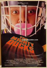 f437 MIGHTY DUCKS DS one-sheet movie poster '92 Emilio Estevez, hockey!