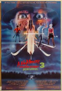 f484 NIGHTMARE ON ELM STREET 3 one-sheet movie poster '87 Freddy Krueger!