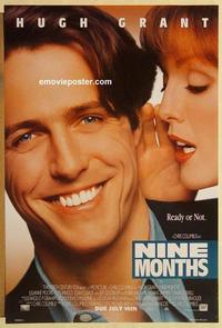 f487 NINE MONTHS DS advance style A one-sheet movie poster '95 Hugh Grant