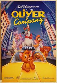 f496 OLIVER & COMPANY DS one-sheet movie poster R96 Walt Disney cartoon!