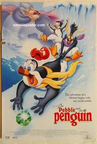 f510 PEBBLE & THE PENGUIN DS one-sheet movie poster '99 Don Bluth cartoon!