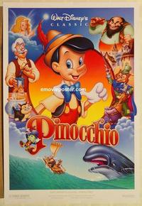 f515 PINOCCHIO one-sheet movie poster R92 Walt Disney classic!