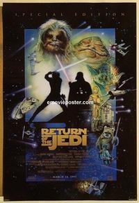 f564 RETURN OF THE JEDI DS style E advance one-sheet movie poster R97 Lucas