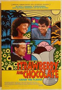 f640 STRAWBERRY & CHOCOLATE one-sheet movie poster '93 Spanish comedy!