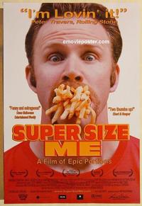 f643 SUPER SIZE ME one-sheet movie poster '04 fast food, shocking!