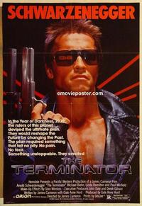 f656 TERMINATOR one-sheet movie poster '84 Arnold Schwarzenegger classic!