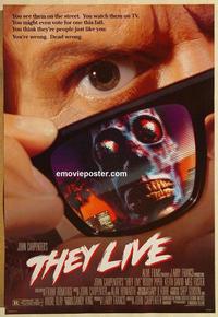 f661 THEY LIVE DS one-sheet movie poster '88 Roddy Piper, John Carpenter