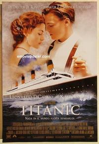 f675 TITANIC Spanish/US style B one-sheet movie poster '97 DiCaprio, Winslet