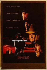 f706 UNFORGIVEN DS one-sheet movie poster '92 Eastwood, Hackman