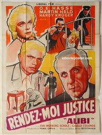h256 ALIBI French one-panel movie poster '55 O.E. Hasse, Hardy Kruger