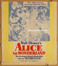 h090 ALICE IN WONDERLAND window card movie poster '51 Walt Disney classic!