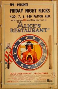 h091 ALICE'S RESTAURANT window card movie poster '69 Arlo Guthrie, Quinn