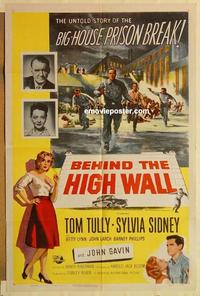k097 BEHIND THE HIGH WALL one-sheet movie poster '56 Tom Tully, prison!