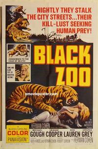 k128 BLACK ZOO one-sheet movie poster '63 horror, seeking human prey!