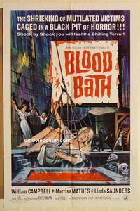 k135 BLOOD BATH one-sheet movie poster '66 AIP, pit of horror!