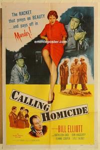 k176 CALLING HOMICIDE one-sheet movie poster '56 Wild Bill Elliot!