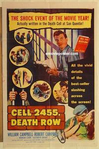 k197 CELL 2455 DEATH ROW one-sheet movie poster '55 Caryl Chessman bio!
