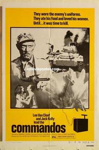 k225 COMMANDOS one-sheet movie poster '72 Lee Van Cleef, Jack Kelly, WWII