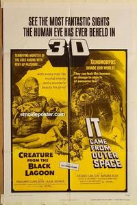 k242 CREATURE FROM BLACK LAGOON/IT CAME fromOUTER SPACE one-sheet movie poster '72