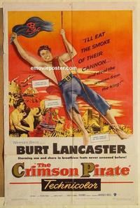 k243 CRIMSON PIRATE one-sheet movie poster '52 Burt Lancaster