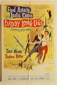 k251 DADDY LONG LEGS one-sheet movie poster '55 Fred Astaire, Caron