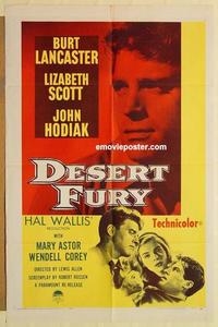 k267 DESERT FURY one-sheet movie poster R58 Burt Lancaster, Liz Scott