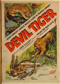 k274 DEVIL TIGER one-sheet movie poster '34 great stone litho image!