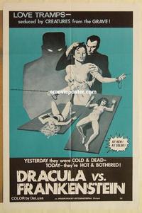 k300 DRACULA VS. FRANKENSTEIN 1sh '70s love tramps seduced by creatures from the grave!