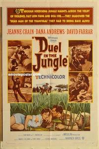k309 DUEL IN THE JUNGLE one-sheet movie poster '54 Dana Andrews, Crain