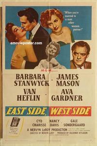k311 EAST SIDE WEST SIDE one-sheet movie poster '50 Stanwyck, Mason