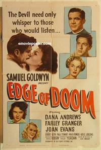 k313 EDGE OF DOOM one-sheet movie poster '50 Dana Andrews, Granger
