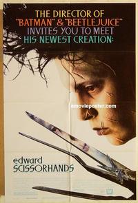 k315 EDWARD SCISSORHANDS one-sheet movie poster '90 Tim Burton, Johnny Depp