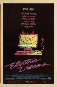 k319 ELECTRIC DREAMS one-sheet movie poster '84 devil computer image!