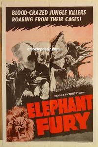 k320 ELEPHANT FURY one-sheet movie poster '53 German, zoo animals escaped!