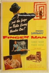 k351 FINGER MAN one-sheet movie poster '55 Frank Lovejoy, film noir!