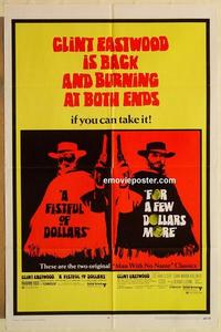 k356 FISTFUL OF DOLLARS/FOR A FEW DOLLARS MORE one-sheet movie poster '69