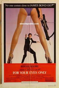 k364 FOR YOUR EYES ONLY one-sheet movie poster '81 Moore as James Bond!