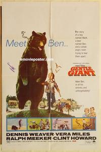 k392 GENTLE GIANT one-sheet movie poster '67 Dennis Weaver, big bear!