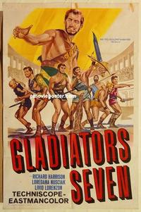 k404 GLADIATORS 7 int'l one-sheet movie poster '63 Harrison, sword & sandal!