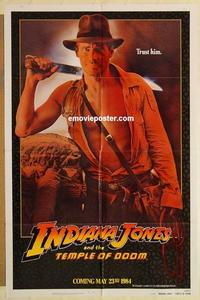 k517 INDIANA JONES & THE TEMPLE OF DOOM teaser one-sheet movie poster '84