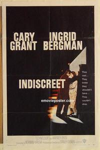 k518 INDISCREET one-sheet movie poster '58 Cary Grant, Ingrid Bergman