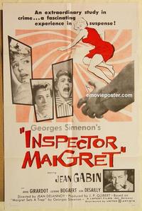 k521 INSPECTOR MAIGRET one-sheet movie poster '57 Gabin, French bad girl!