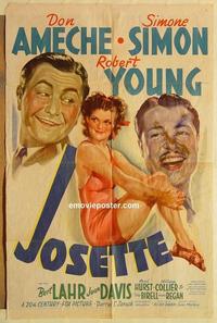 k545 JOSETTE one-sheet movie poster '38 Simone Simon, Don Ameche, Young