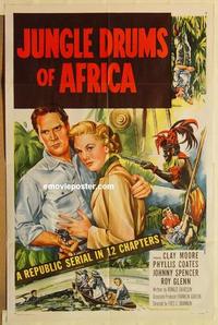k549 JUNGLE DRUMS OF AFRICA one-sheet movie poster '52 Moore, serial