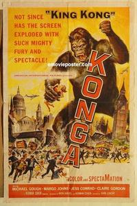 k573 KONGA one-sheet movie poster '61 AIP sci-fi, giant ape!